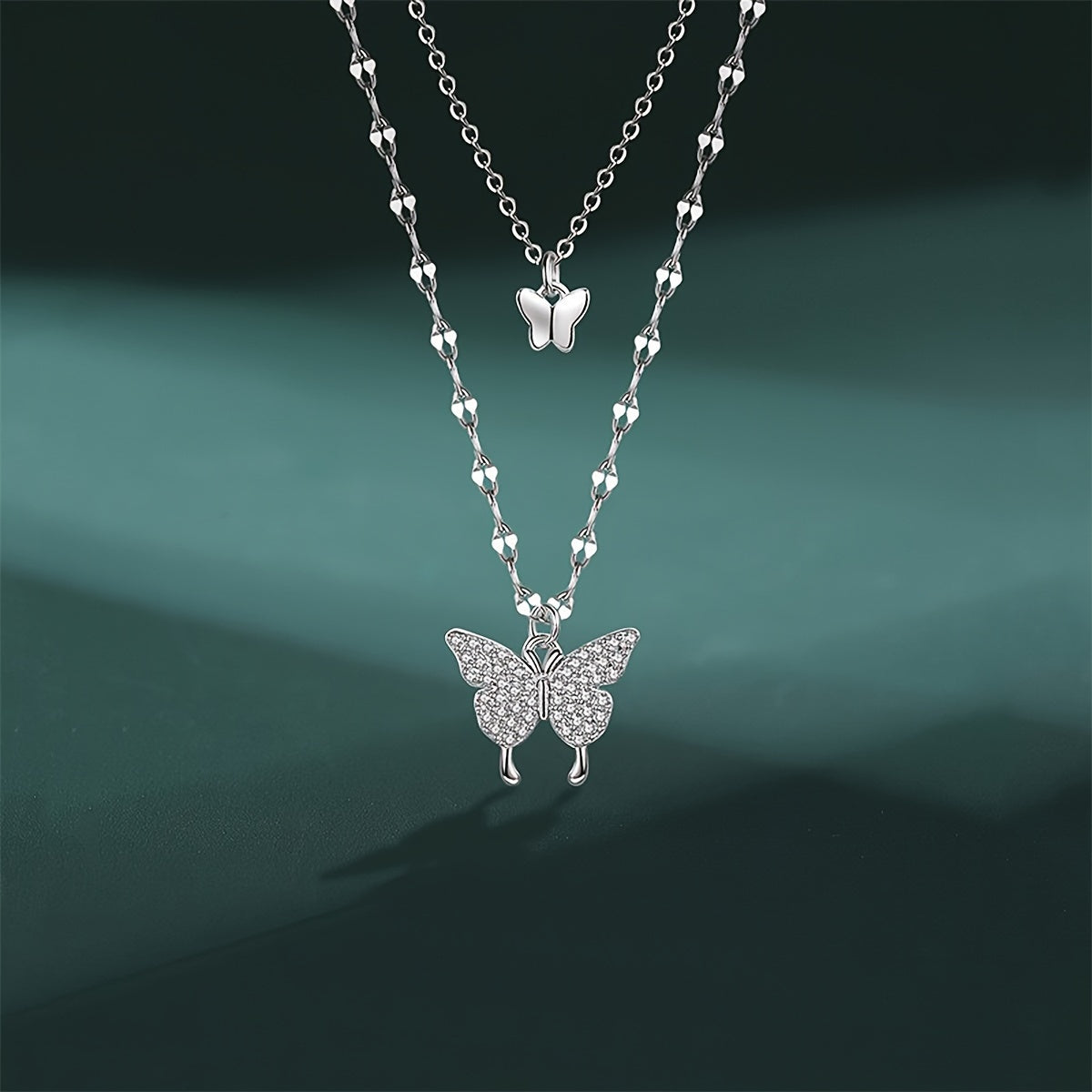 Double Layer Butterfly Alloy Necklace