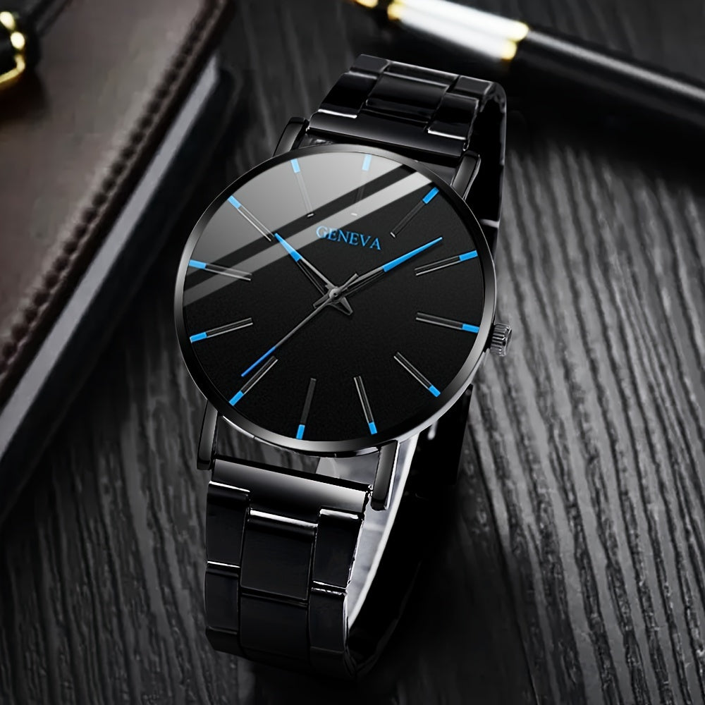 Stylish Men's Stainless Steel Quartz Watch with Classic Round Dial - Precise Movement, Non-Waterproof