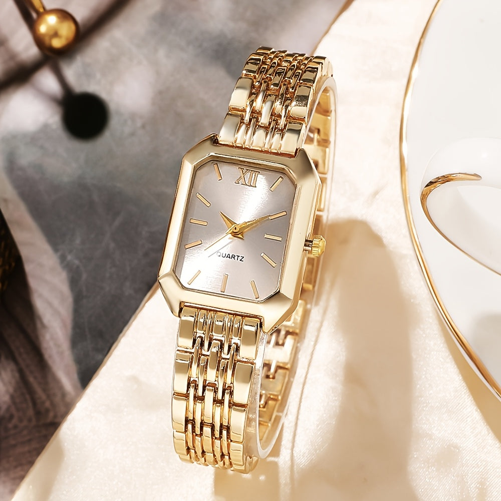 4pcs/1pc Elegant Square Quartz Watch Bracelet