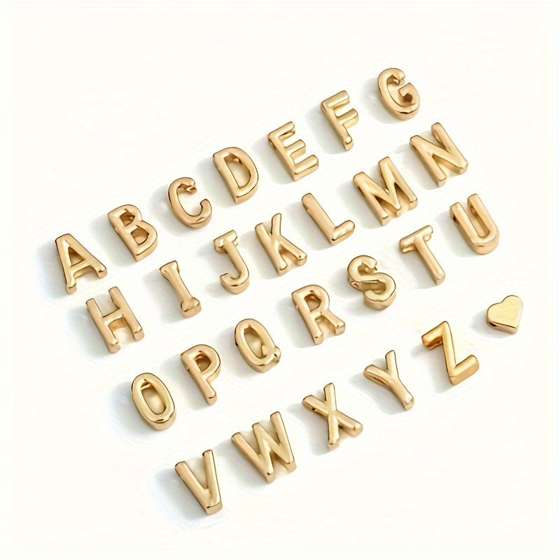 Set of Small Peach Heart Letter Necklace and Bracelet for Women