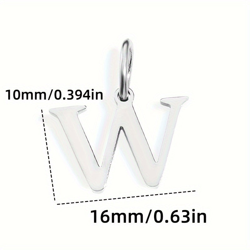 1pc Classic Alphabet Pendant Charm, Stainless Steel, Initial Letter Necklace for Women