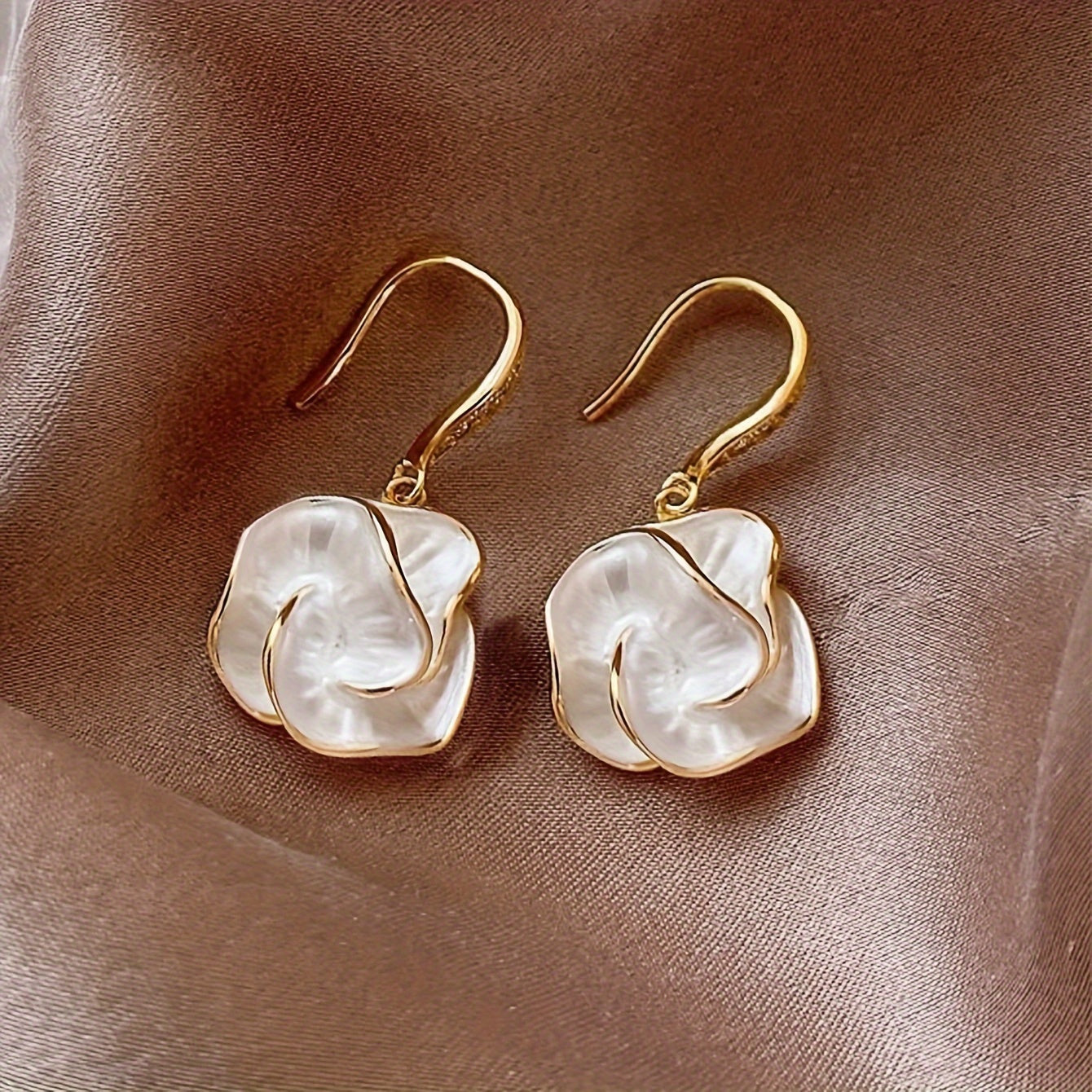 White Flower Dangle Earrings