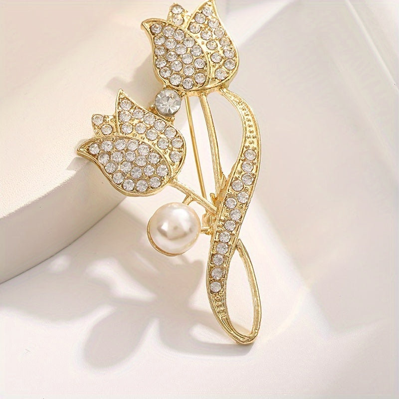 Tulip Pearl Exquisite Design Sense Suit Breast Flower For Women's