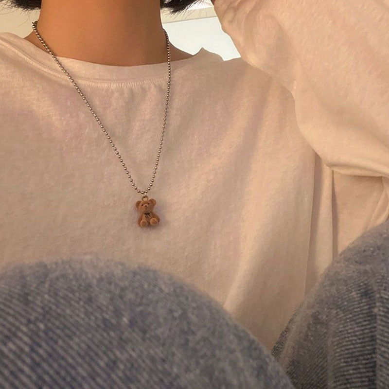 Cool Bear Necklace For Women, Hip-hop Clavicle Chain, Simple And Personalized Teddy Bear