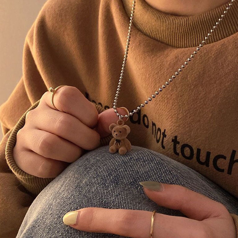 Cool Bear Necklace For Women, Hip-hop Clavicle Chain, Simple And Personalized Teddy Bear