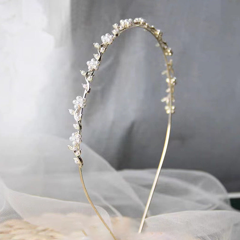 Elegant Alloy Headband with Faux Pearls, Flowers & Rhinestones - Chic Hair Accessory for Women