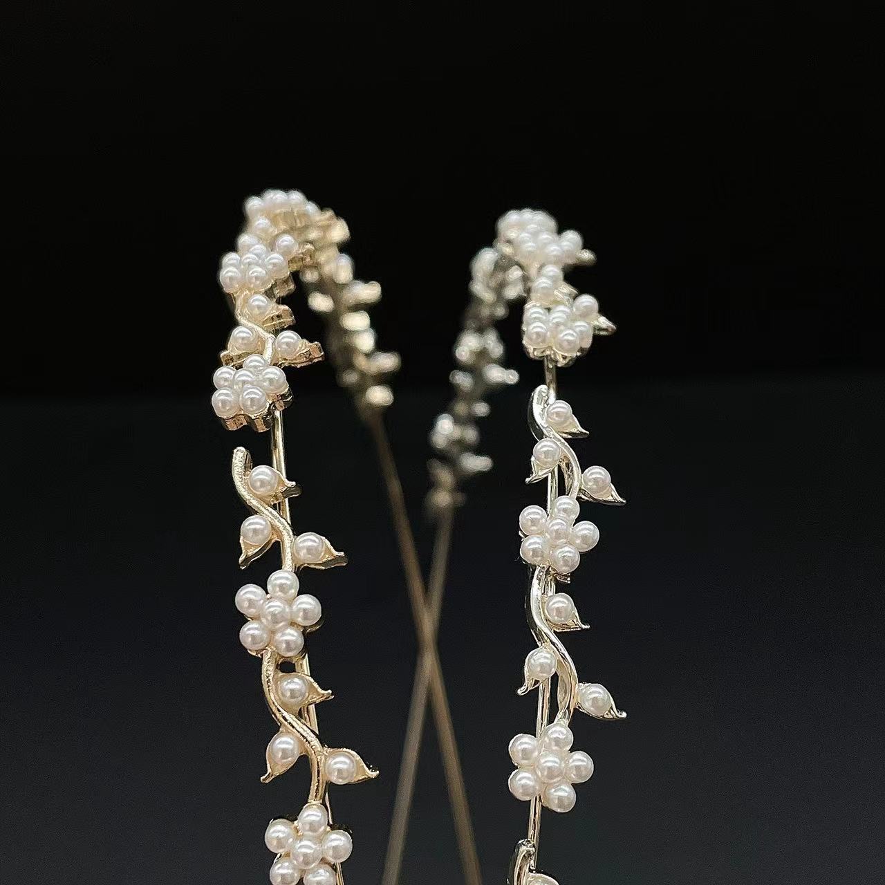 Elegant Alloy Headband with Faux Pearls, Flowers & Rhinestones - Chic Hair Accessory for Women