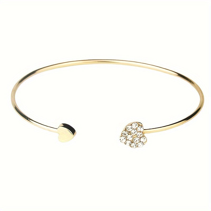 1pc Simple Style Love Heart Open Bangle Bracelet