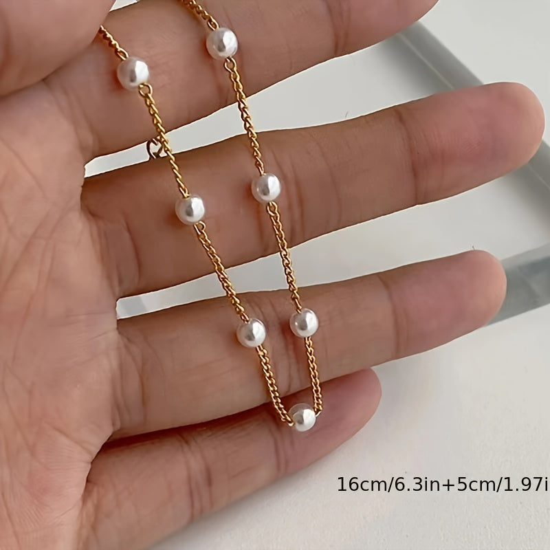 Elegant Faux Pearl Chain Bracelet - Perfect for Casual Attire