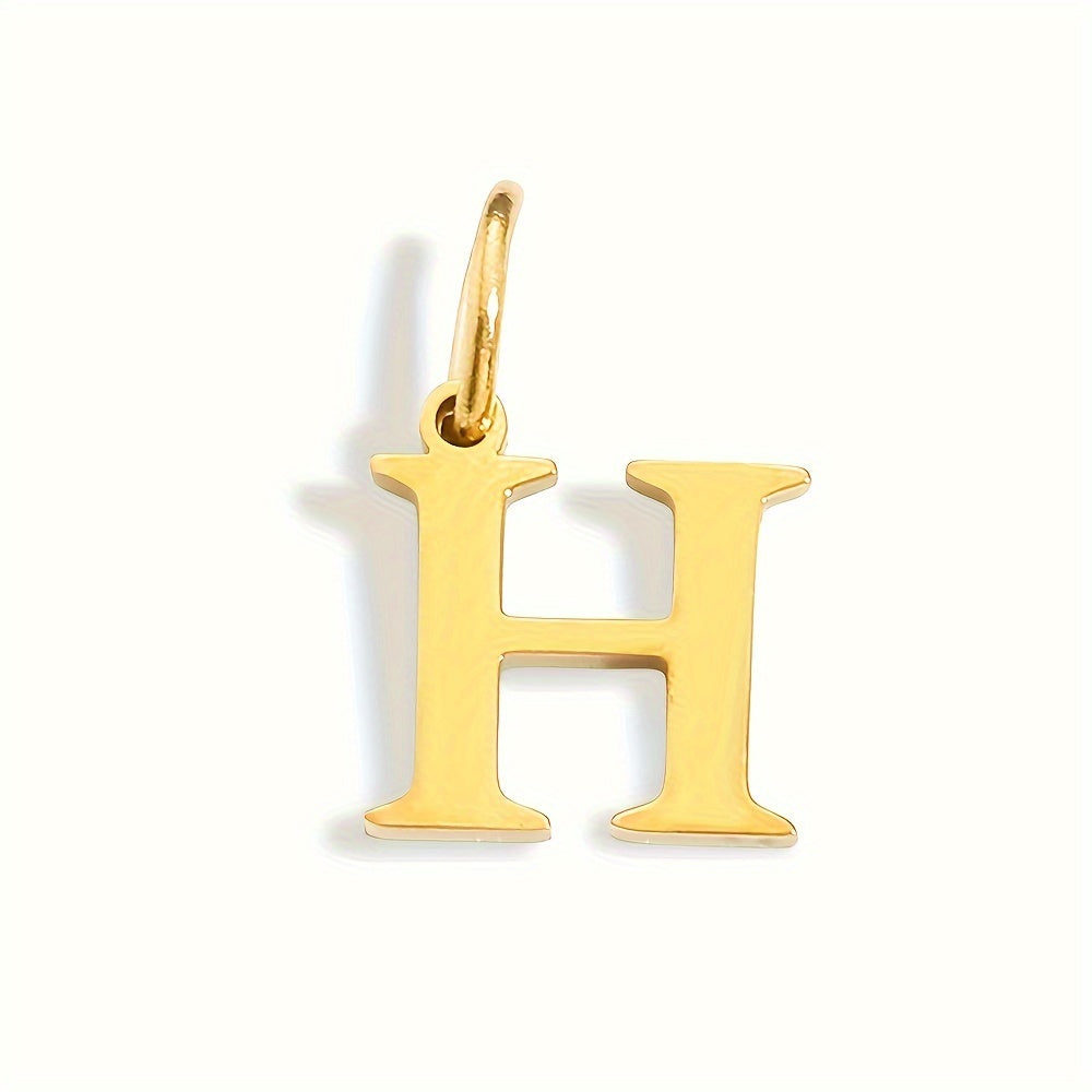 1pc Classic Alphabet Pendant Charm, Stainless Steel, Initial Letter Necklace for Women