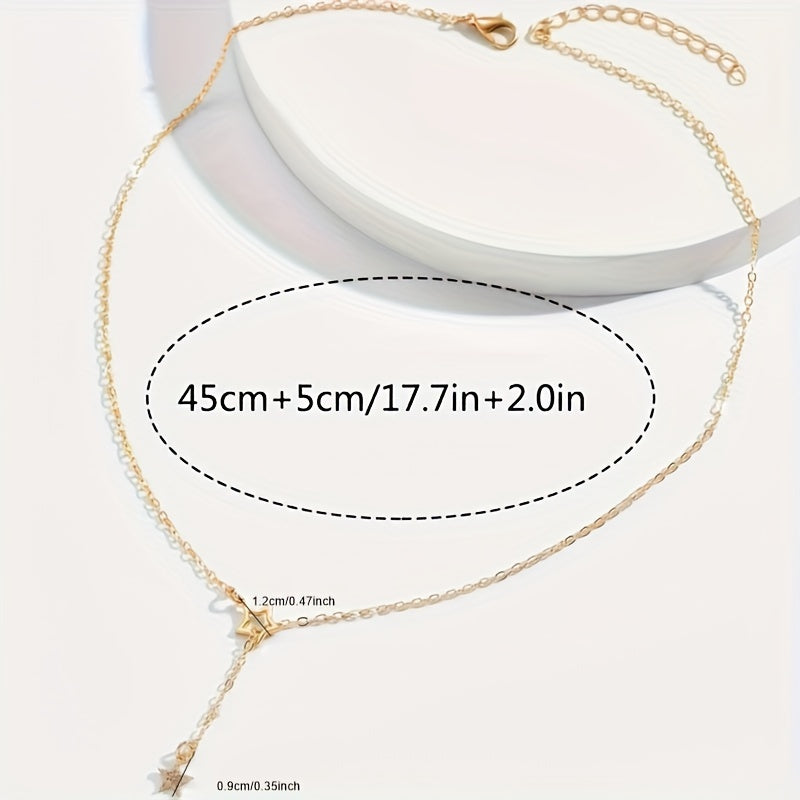 Exquisite Shiny Star Y-Shaped Clavicle Chain Necklace For Women