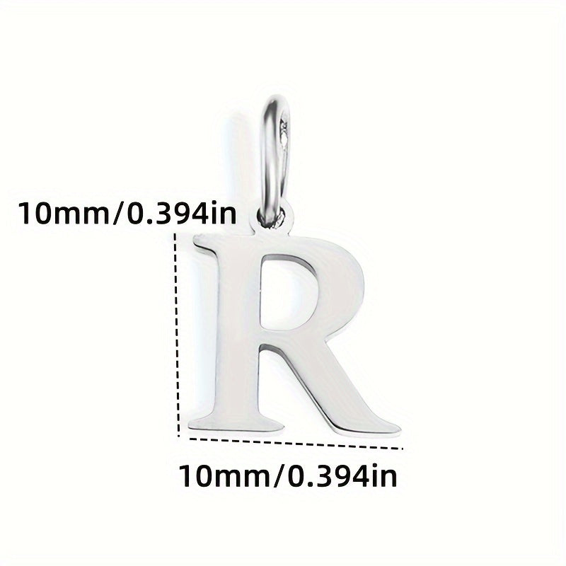 1pc Classic Alphabet Pendant Charm, Stainless Steel, Initial Letter Necklace for Women