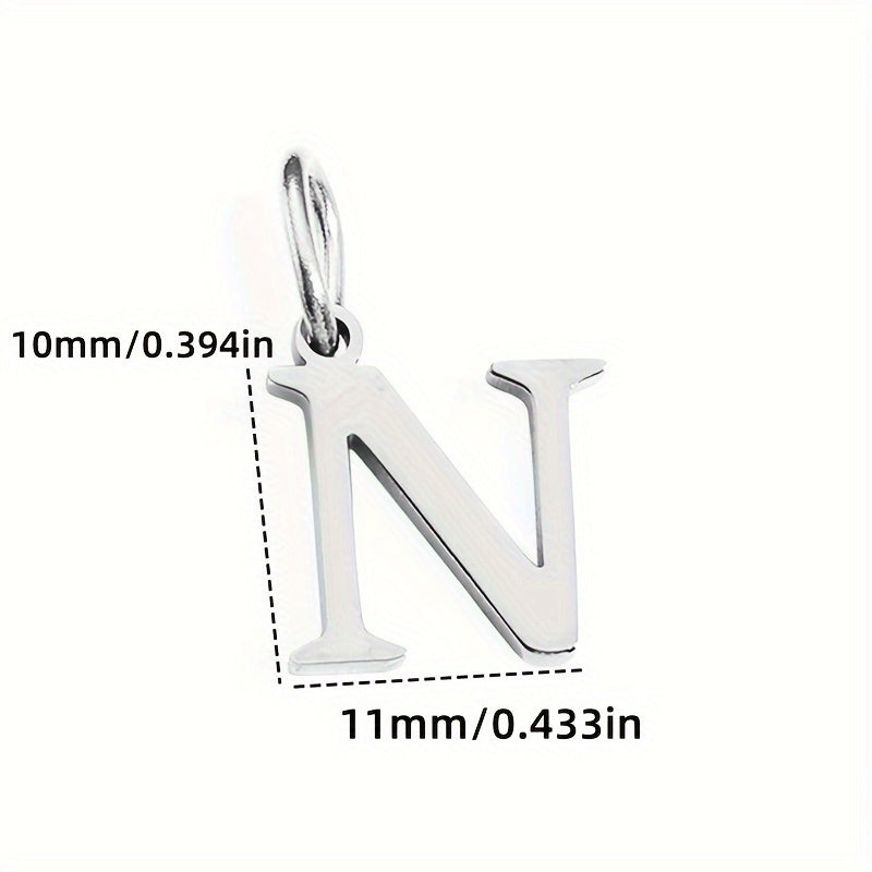 1pc Classic Alphabet Pendant Charm, Stainless Steel, Initial Letter Necklace for Women