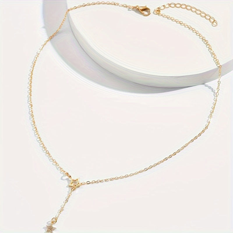 Exquisite Shiny Star Y-Shaped Clavicle Chain Necklace For Women