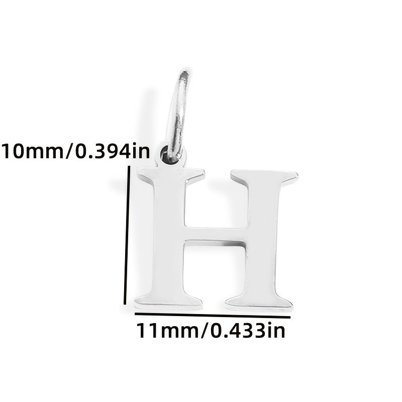 1pc Classic Alphabet Pendant Charm, Stainless Steel, Initial Letter Necklace for Women