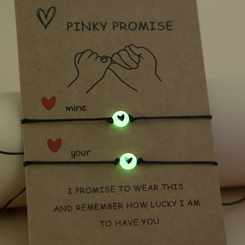 2 pcs Luminous Flat Round Bracelet For Best Friend/ Couples