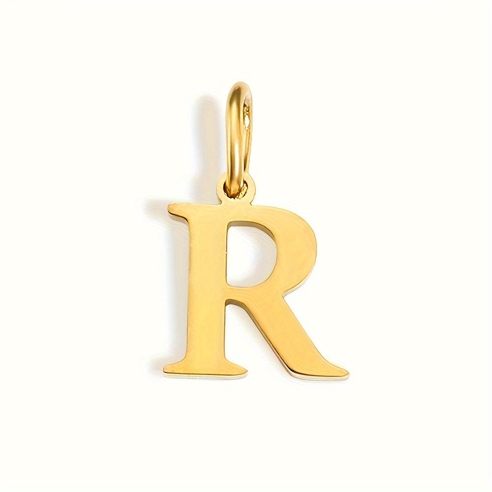 1pc Classic Alphabet Pendant Charm, Stainless Steel, Initial Letter Necklace for Women