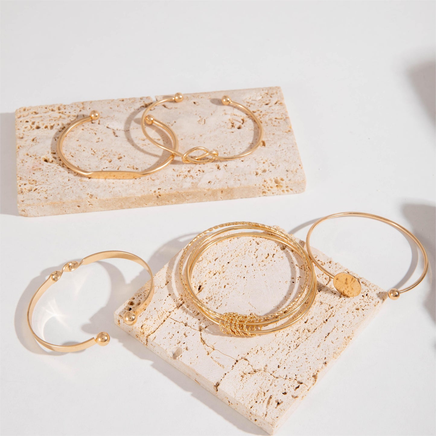 5pcs/set Bangle, Minimalist Geometric Round Glossy Alloy Bangle Bracelet.