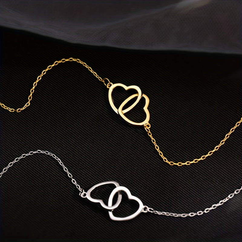Golden Heart-shaped Necklace For Women