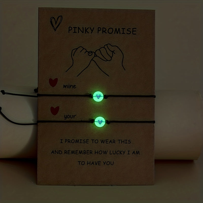 2 pcs Luminous Flat Round Bracelet For Best Friend/ Couples