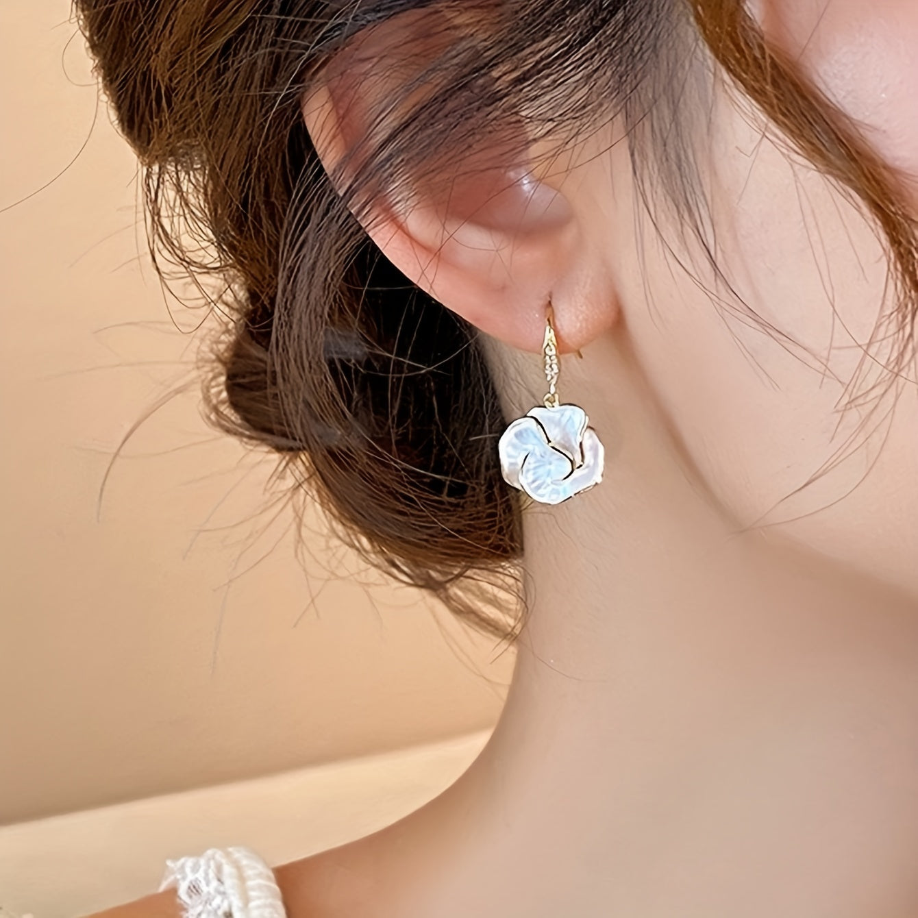 White Flower Dangle Earrings