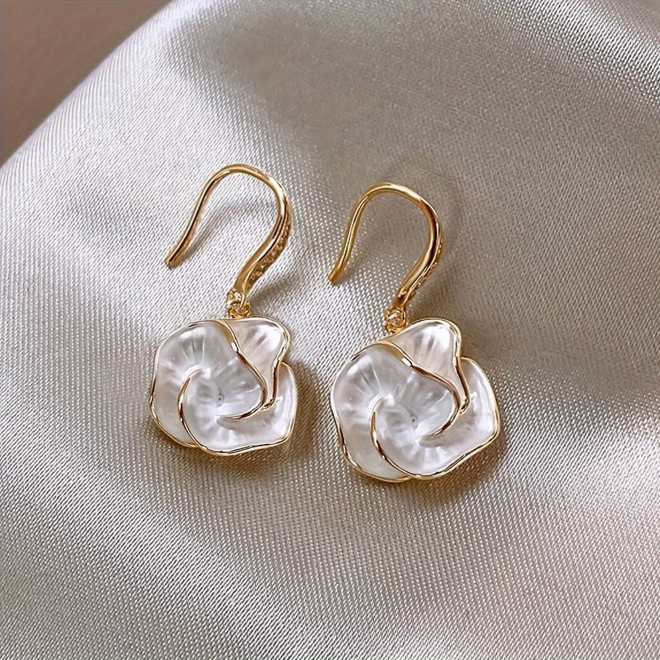 White Flower Dangle Earrings