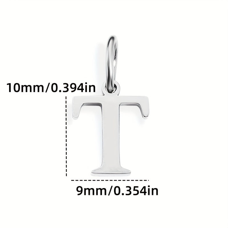 1pc Classic Alphabet Pendant Charm, Stainless Steel, Initial Letter Necklace for Women