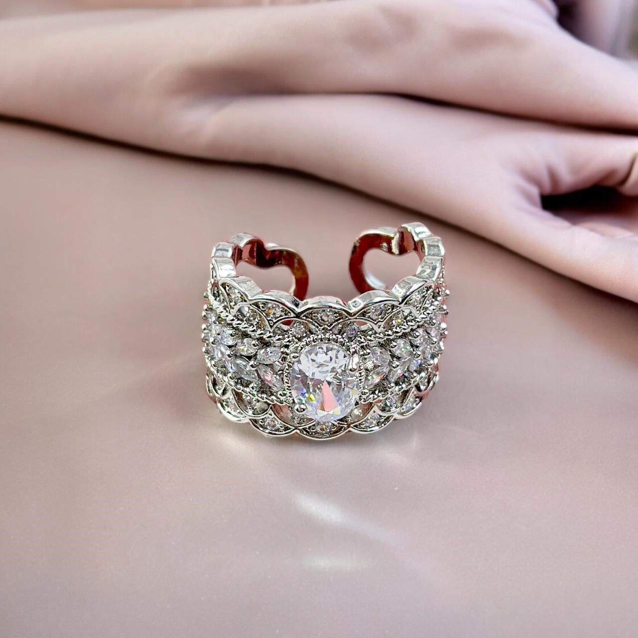 Oval Marquise layered Adjustable Ring