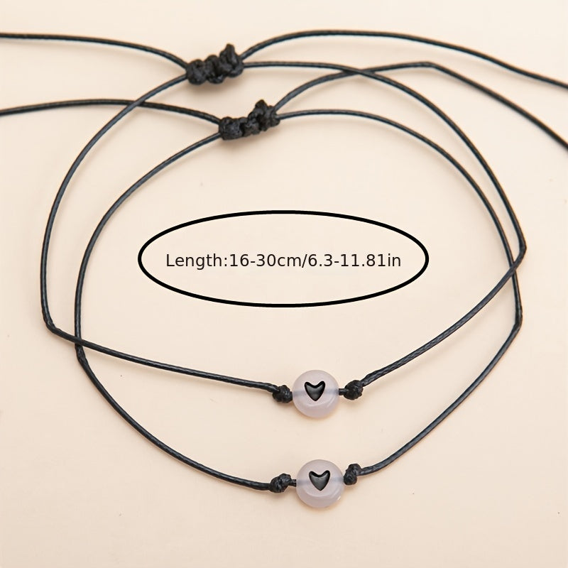 2 pcs Luminous Flat Round Bracelet For Best Friend/ Couples