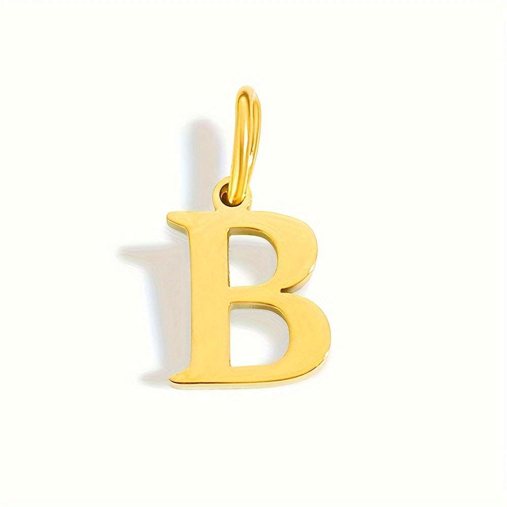 1pc Classic Alphabet Pendant Charm, Stainless Steel, Initial Letter Necklace for Women