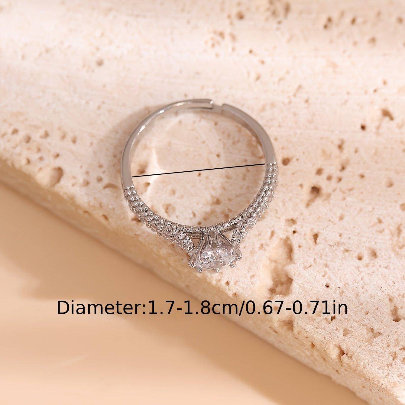 Fashionable, Minimalist, Niche, High-end, Cold-tone Copper Inlay Zirconia Design Ring.