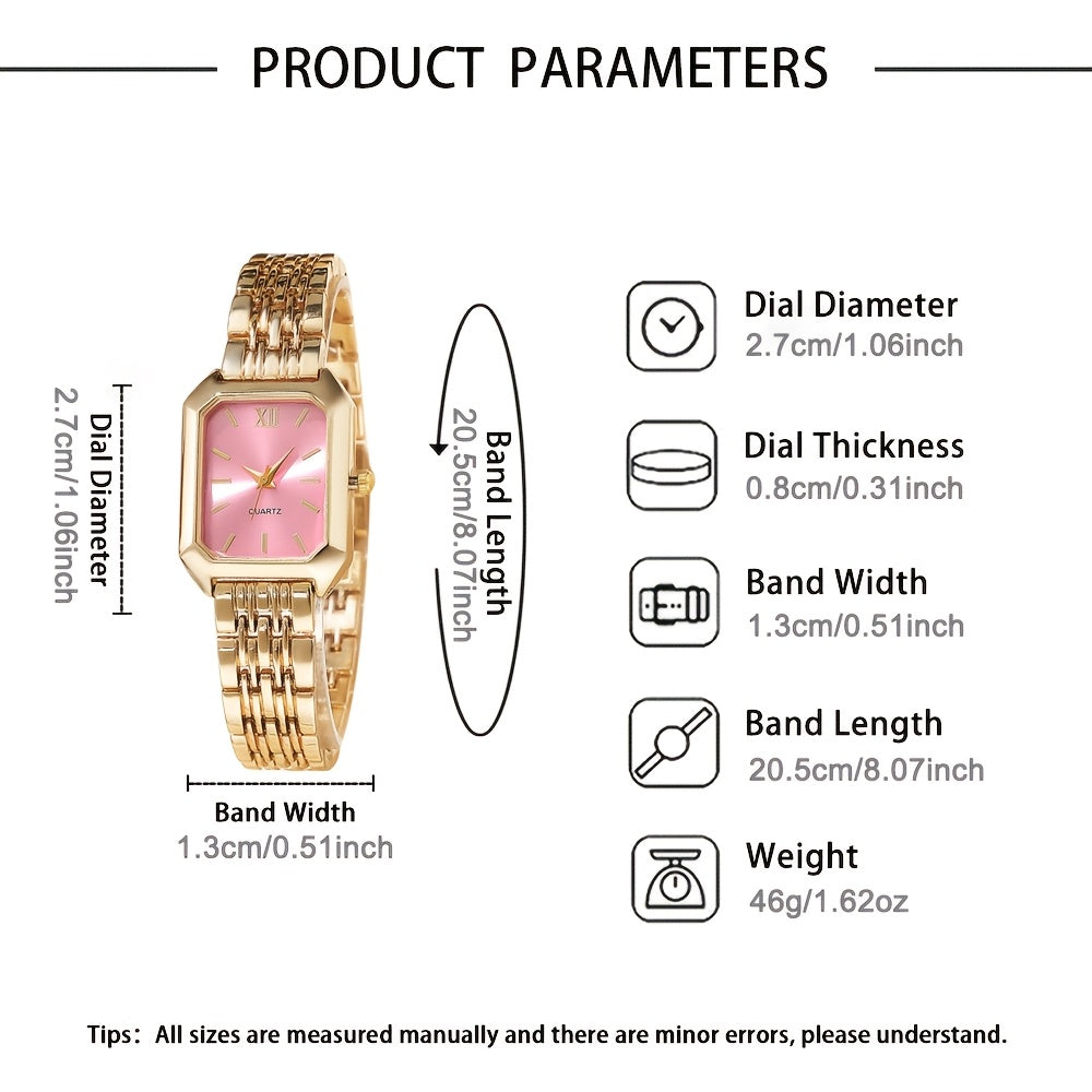 4pcs/1pc Elegant Square Quartz Watch Bracelet