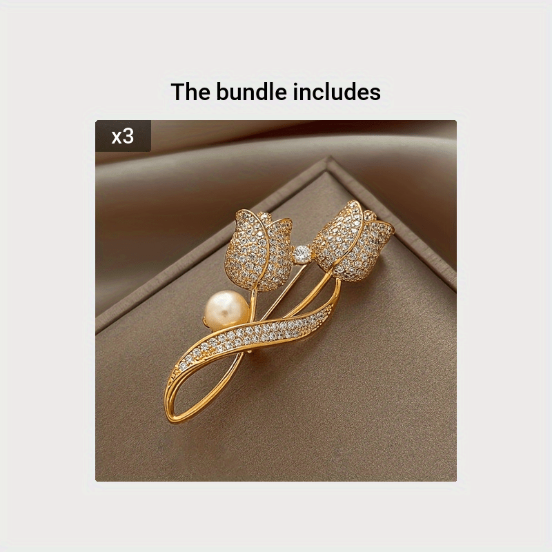 Tulip Pearl Exquisite Design Sense Suit Breast Flower For Women's