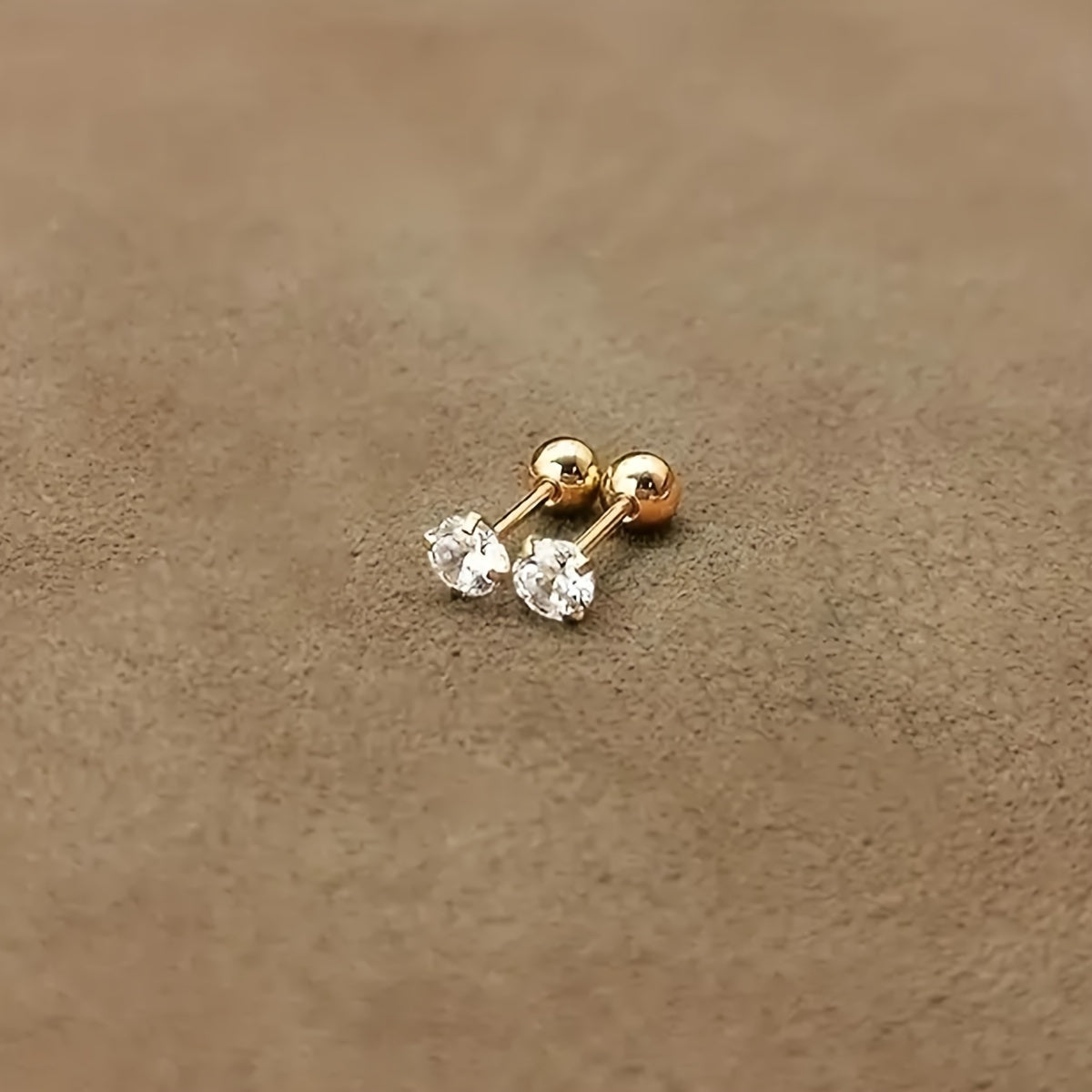 1 Pair or 3 Pairs Stainless Steel 18K Gold Plated Four-claw Twisted Ball Zirconia Earrings