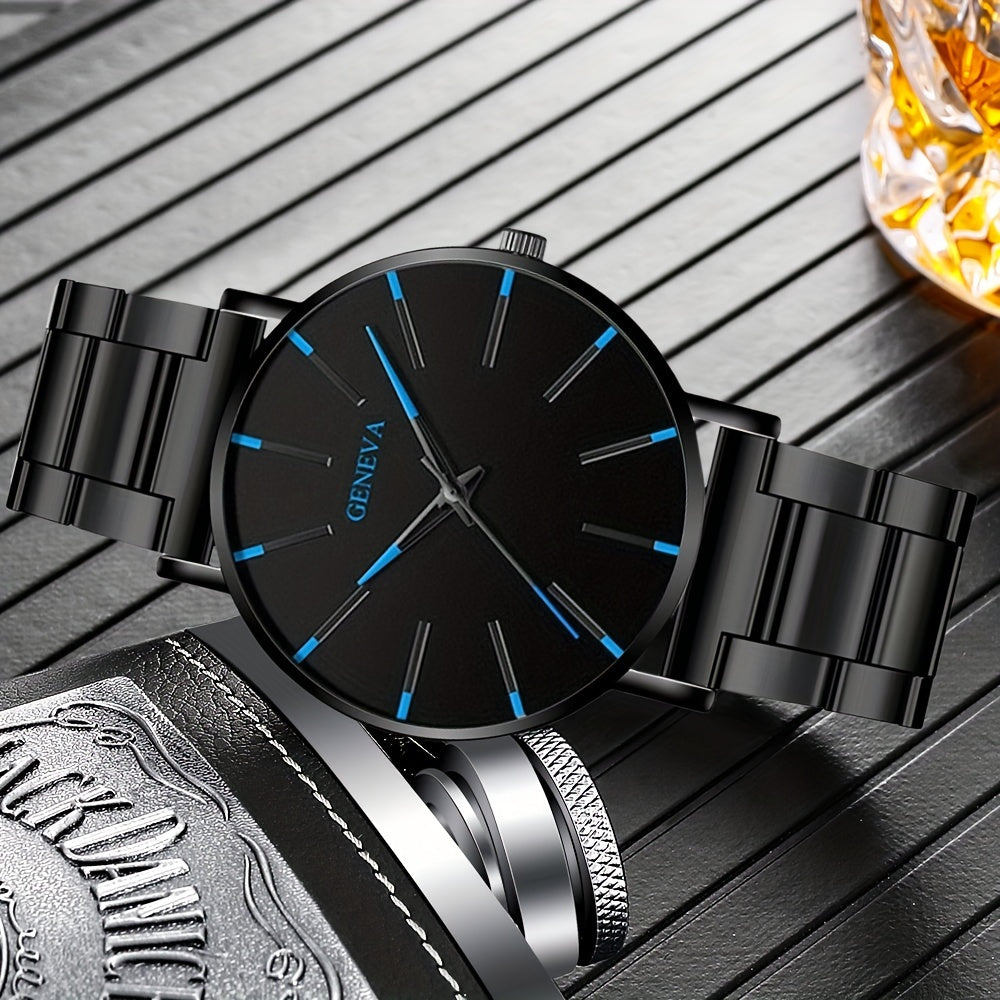 Stylish Men's Stainless Steel Quartz Watch with Classic Round Dial - Precise Movement, Non-Waterproof