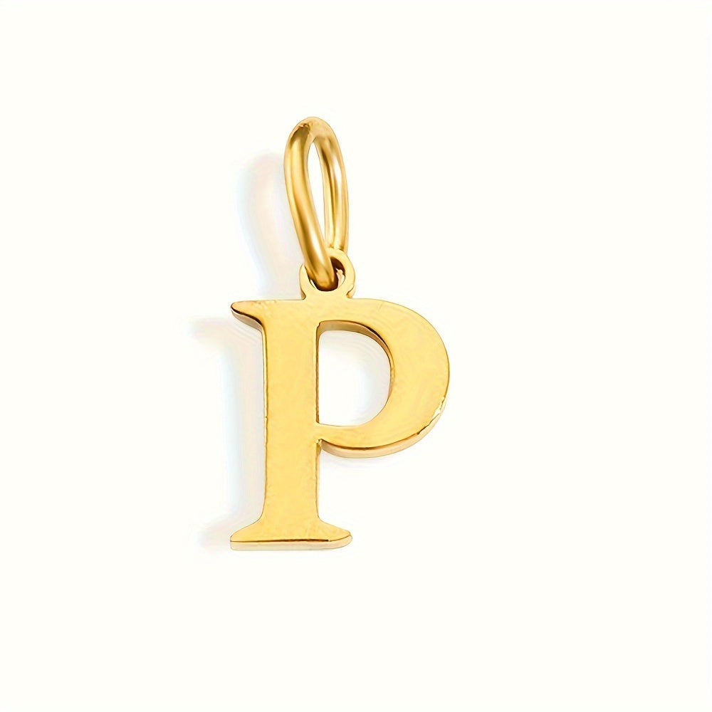 1pc Classic Alphabet Pendant Charm, Stainless Steel, Initial Letter Necklace for Women