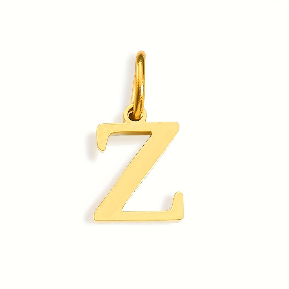 1pc Classic Alphabet Pendant Charm, Stainless Steel, Initial Letter Necklace for Women