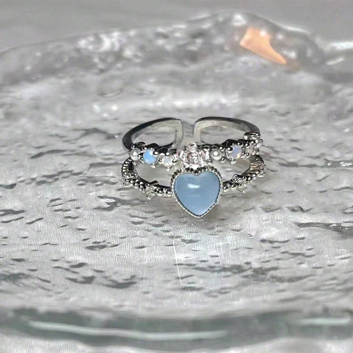 Elegant Vintage Zinc Alloy Open Ring Set for Women, 3pcs, Stackable Love Heart and Floral Design Rings, Adjustable