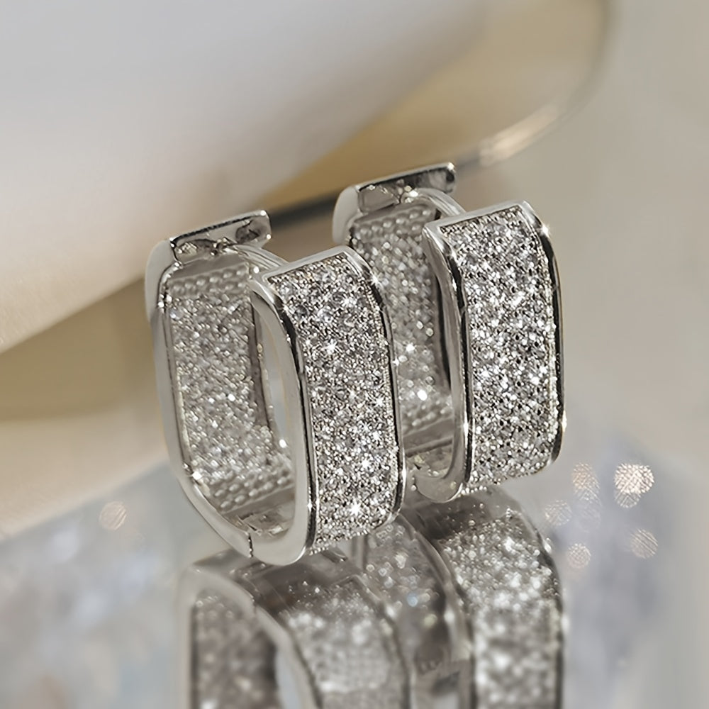 Dainty Paved CZ Hoop Earrings 18k Gold Plated Ear
