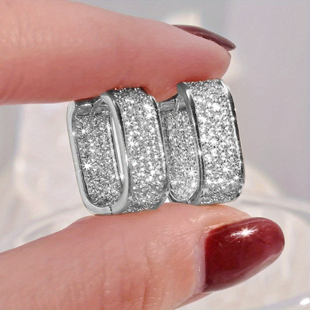 Dainty Paved CZ Hoop Earrings 18k Gold Plated Ear