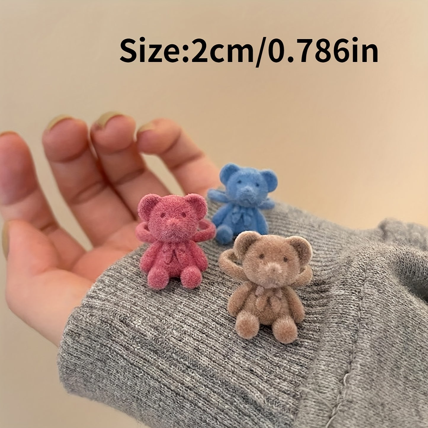 Cute Handmade Velvet Bear Ring, Adjustable