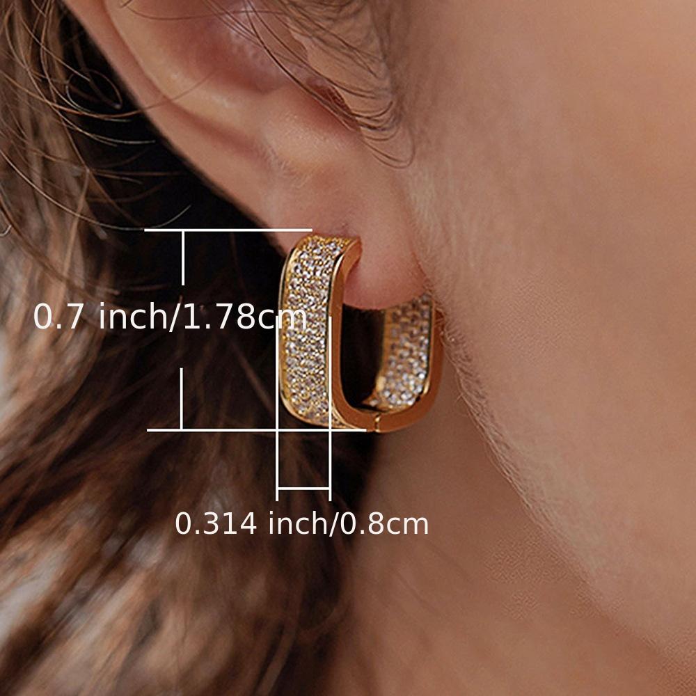 Dainty Paved CZ Hoop Earrings 18k Gold Plated Ear