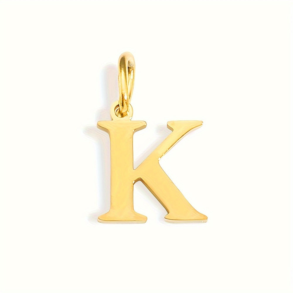 1pc Classic Alphabet Pendant Charm, Stainless Steel, Initial Letter Necklace for Women