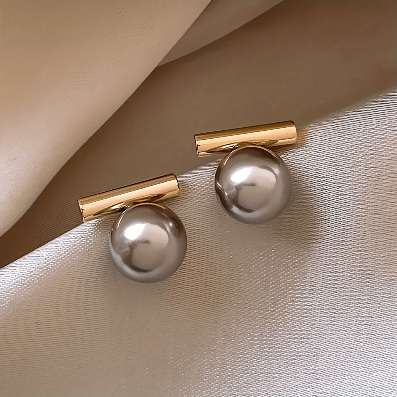 Simple And Luxury Gray Imitation Pearl Earrings For Women