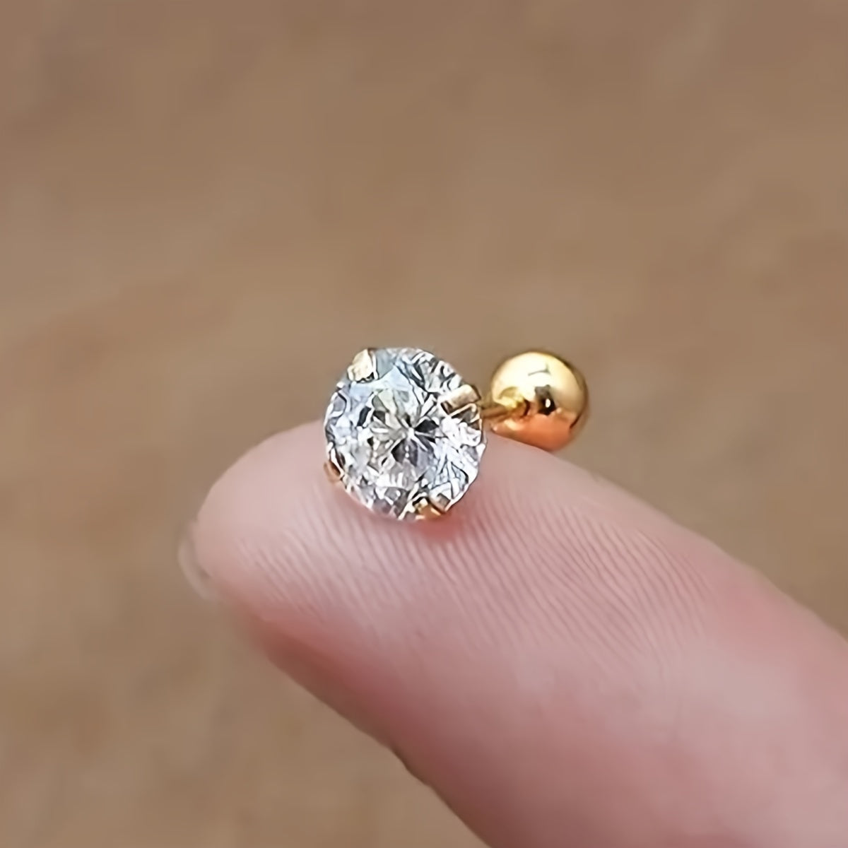 1 Pair or 3 Pairs Stainless Steel 18K Gold Plated Four-claw Twisted Ball Zirconia Earrings
