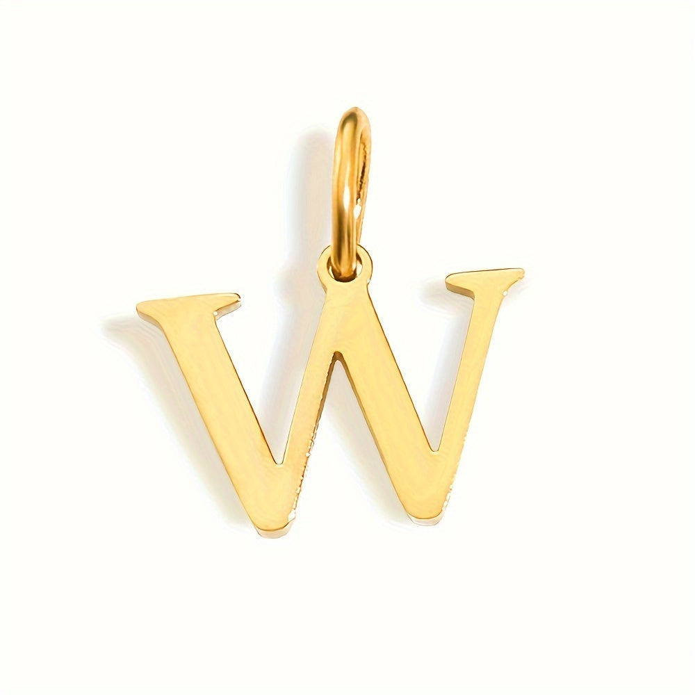 1pc Classic Alphabet Pendant Charm, Stainless Steel, Initial Letter Necklace for Women