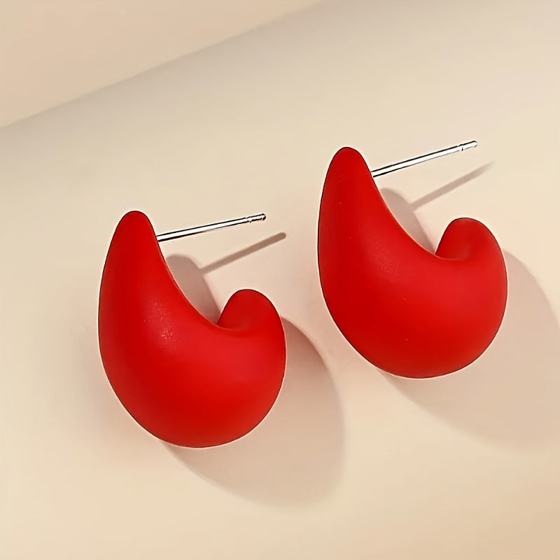 Vintage Elegant C-Shaped Resin Earrings with Stainless Steel