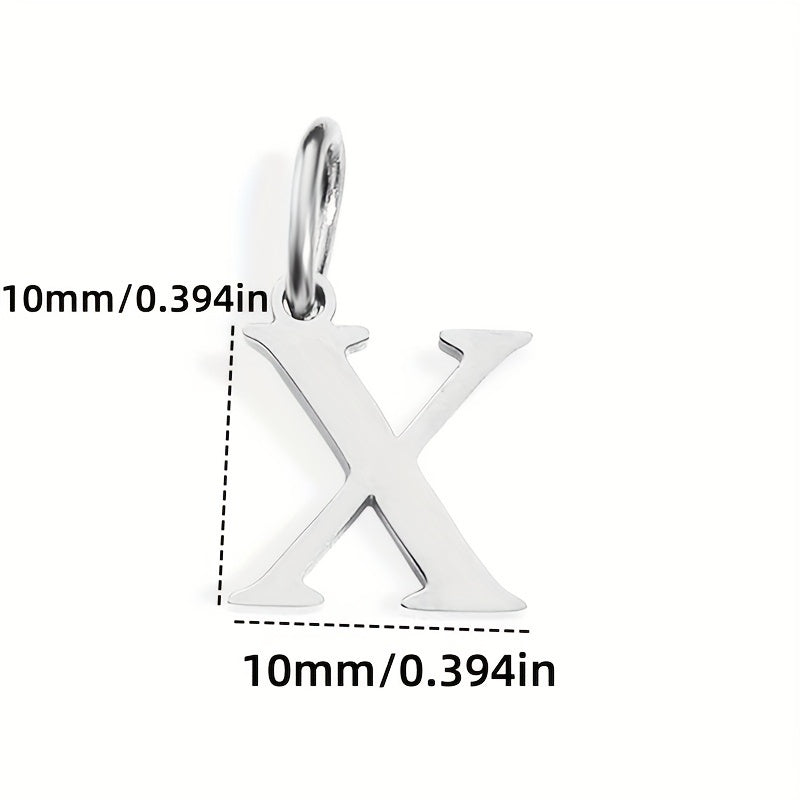 1pc Classic Alphabet Pendant Charm, Stainless Steel, Initial Letter Necklace for Women