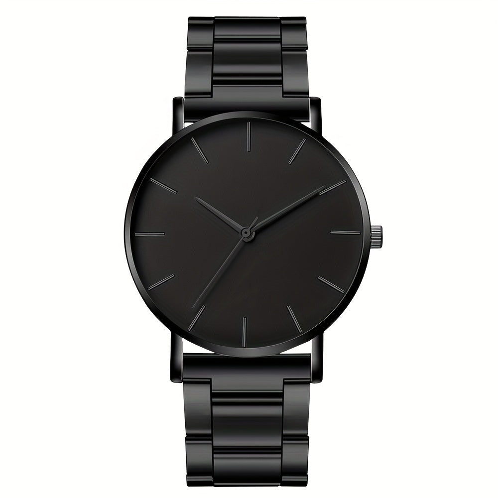 Stylish Men's Stainless Steel Quartz Watch with Classic Round Dial - Precise Movement, Non-Waterproof
