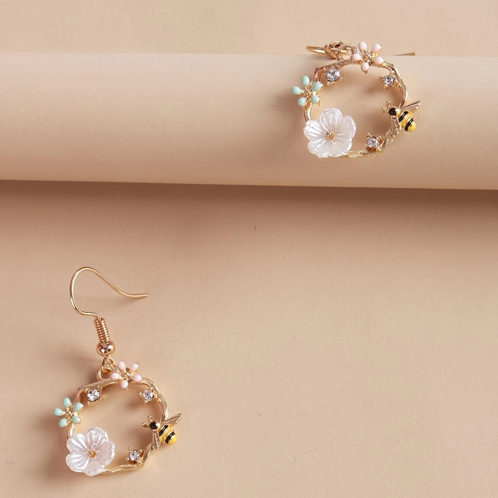 Spring Silvery Needle Flower Stud Earrings